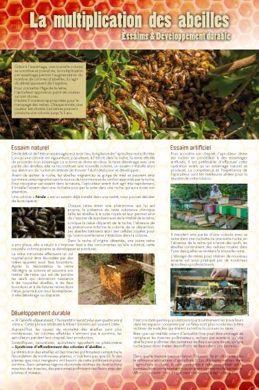 Panneau de l'exposition Apiculture et produits de la ruche